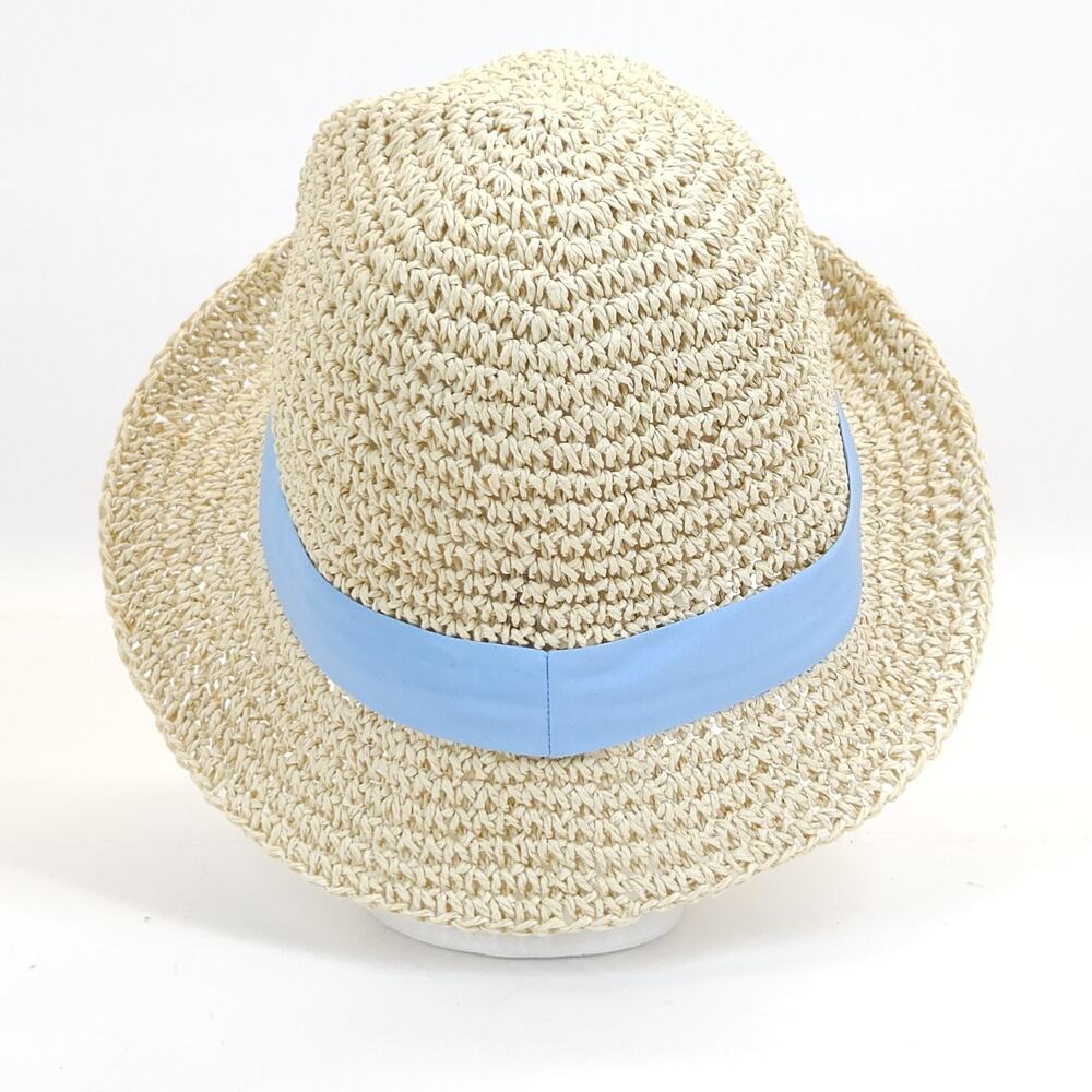 Dolce & Gabbana Light Blue Straw Bucket Hat Coastal Grandma Summer Beach Travel - Picture 4 of 8